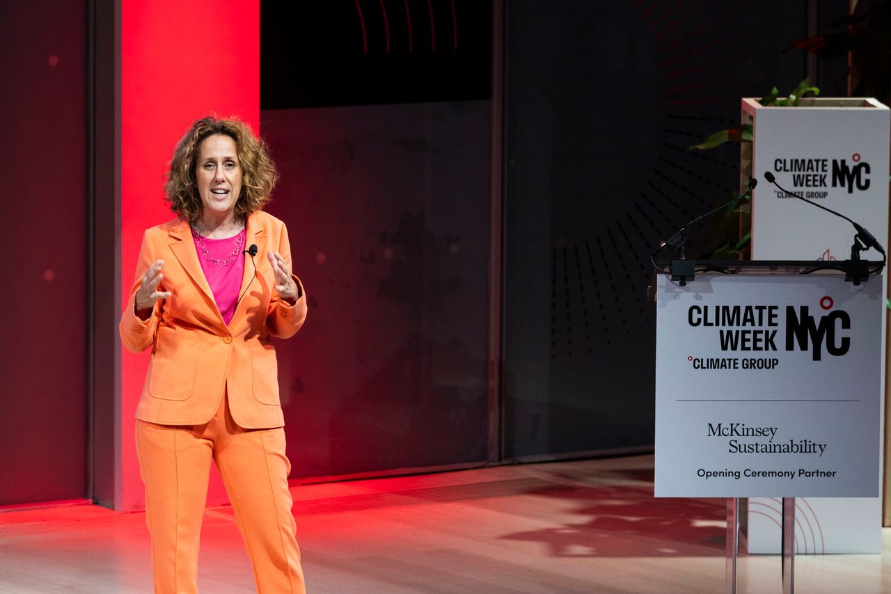 Helen Clarkson at the New York Climate Week 2023 opening ceremony. Photo by Climate Group