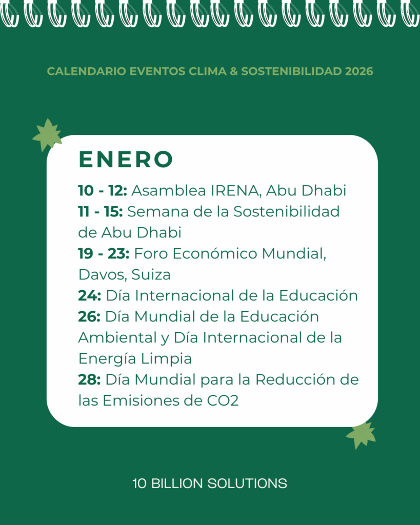 Calendario de sostenibilidad y clima 2026