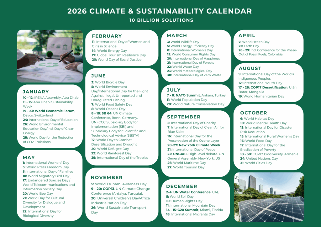 2026 climate and sustainability calendar