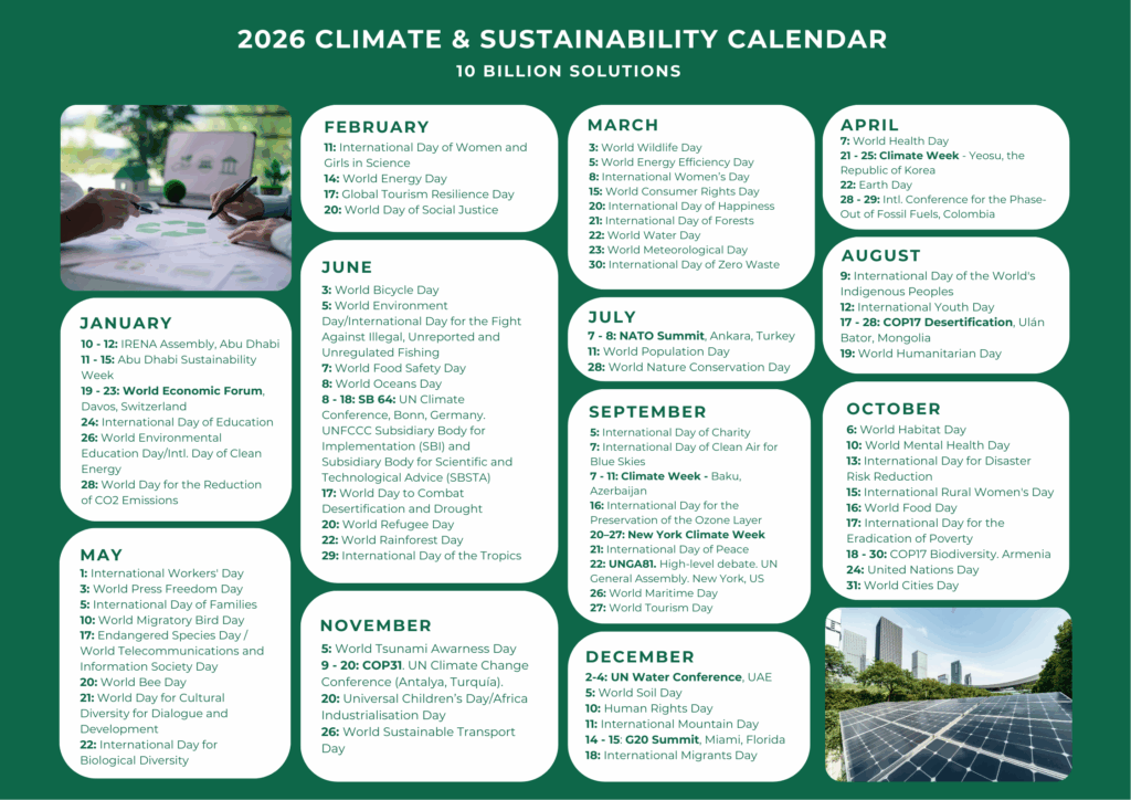 2026 climate and sustainability calendar